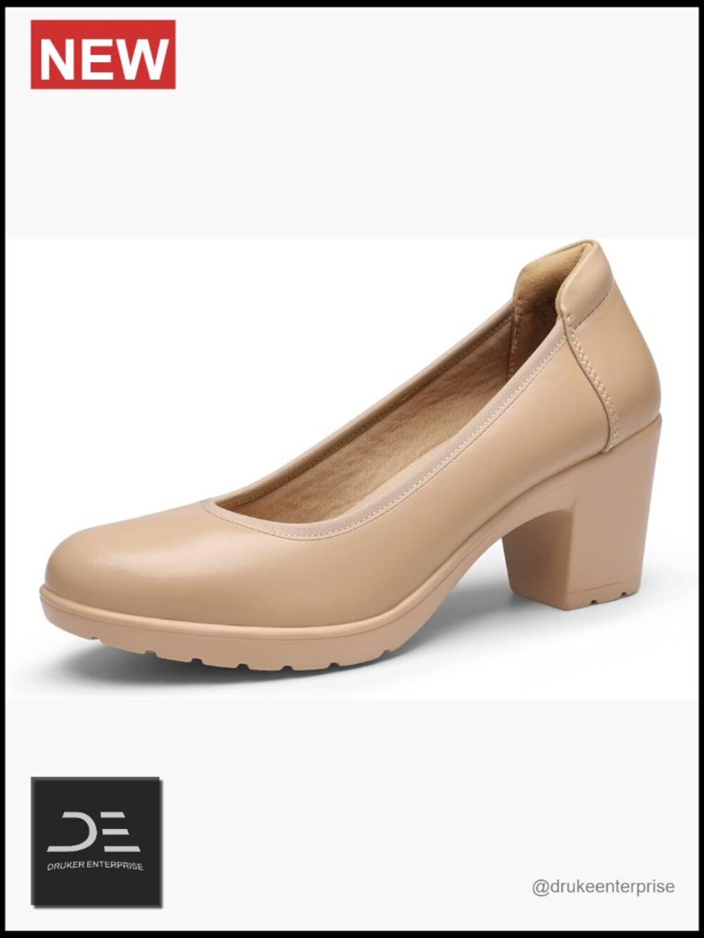 Chunky Closed Toe Low Block Heels Work Pumps Comfortable Round Toe Dress